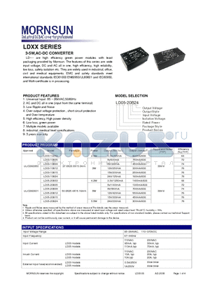 LD05-20B09 datasheet - 3-5W,AC-DC CONVERTER