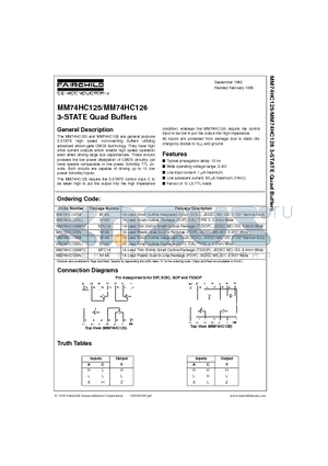 MM74HC125MX datasheet - 3-STATE Quad Buffers
