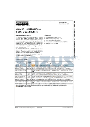 MM74HC126MTC datasheet - 3-STATE Quad Buffers