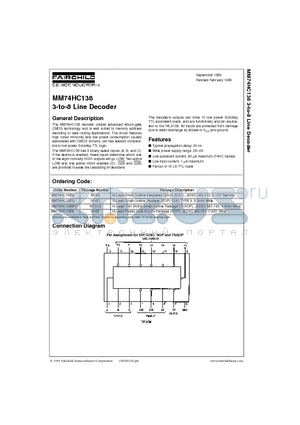 MM74HC138N datasheet - 3-to-8 Line Decoder