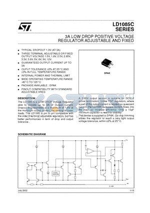 LD1085CDT datasheet - 3A LOW DROP POSITIVE VOLTAGE REGULATOR ADJUSTABLE AND FIXED