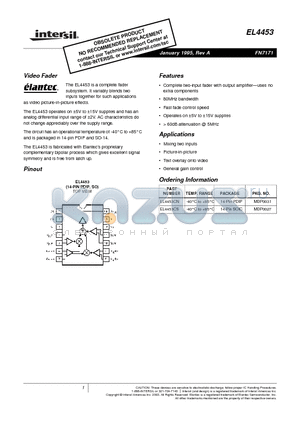 EL4453CS datasheet - Video Fader