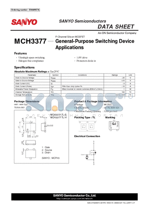 MCH3377_12 datasheet - General-Purpose Switching Device Applications