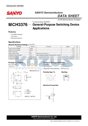 MCH3376_12 datasheet - General-Purpose Switching Device Applications