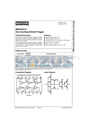 MM74HC14N_NL datasheet - Hex Inverting Schmitt Trigger