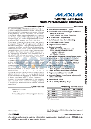 MAX17005B datasheet - 1.2MHz, Low-Cost, High-Performance Chargers