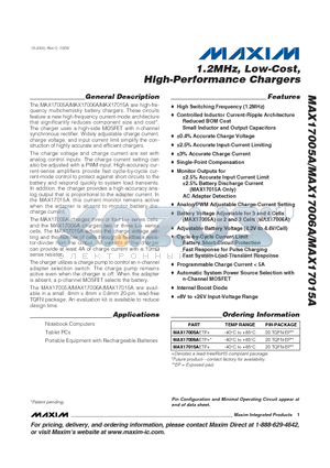 MAX17005A datasheet - 1.2MHz, Low-Cost, High-Performance Chargers