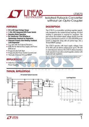 LT3573EMSEPBF datasheet - Isolated Flyback Converter without an Opto-Coupler