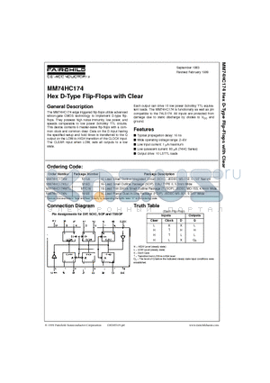 MM74HC174 datasheet - Hex D-Type Flip-Flops with Clear