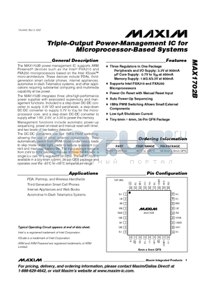 MAX1702BEGX datasheet - Triple-Output Power-Management IC for Microprocessor-Based Systems