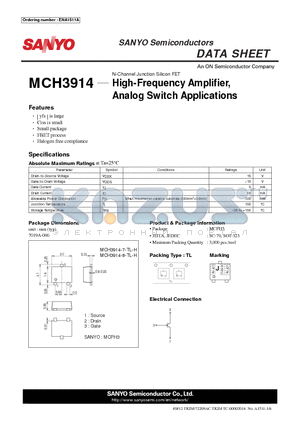 MCH3914_12 datasheet - High-Frequency Amplifier, Analog Switch Applications