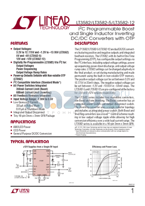 LT3582EUDPBF datasheet - I2C Programmable Boost and Single Inductor Inverting DC/DC Converters with OTP
