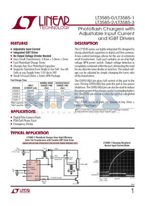 LT3585EDDB-1 datasheet - Photofl ash Chargers with Adjustable Input Current and IGBT Drivers