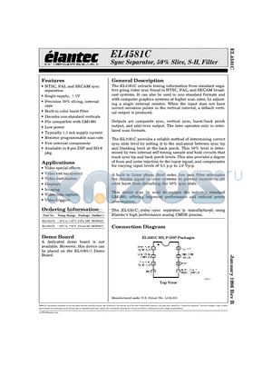 EL4581CS datasheet - Sync Separator, 50% Slice, S-H, Filter