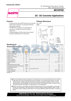 MCH5702 datasheet - DC / DC Converter Applications