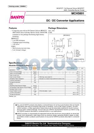 MCH5801 datasheet - DC / DC Converter Applications