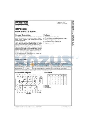 MM74HC244WM datasheet - Octal 3-STATE Buffer