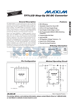MAX17062 datasheet - TFT-LCD Step-Up DC-DC Converter