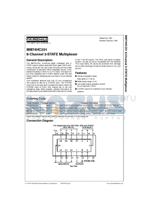 MM74HC251M datasheet - 8-Channel 3-STATE Multiplexer