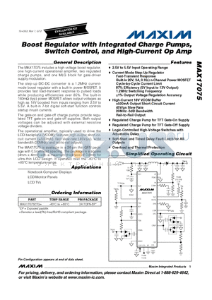 MAX17075_12 datasheet - Boost Regulator with Integrated Charge Pumps, Switch Control, and High-Current Op Amp