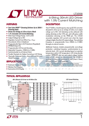 LT3598EFEPBF datasheet - 6-String 30mA LED Driver with 1.5% Current Matching