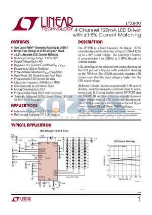 LT3599EFE-PBF datasheet - 4-Channel 120mA LED Driver with a1.5% Current Matching