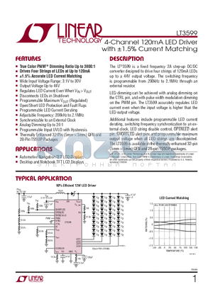 LT3599 datasheet - 4-Channel 120mA LED Driver with a1.5% Current Matching