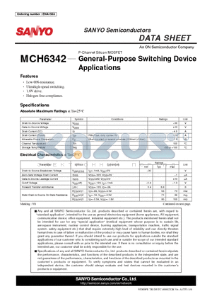 MCH6342 datasheet - General-Purpose Switching Device Applications