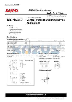 MCH6342 datasheet - General-Purpose Switching Device Applications