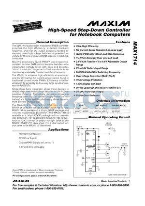 MAX1714 datasheet - High-Speed Step-Down Controller for Notebook Computers