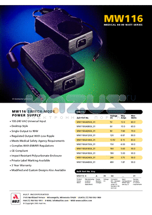 MW116XA14XX_01 datasheet - MEDICAL 60-90 WATT SERIES