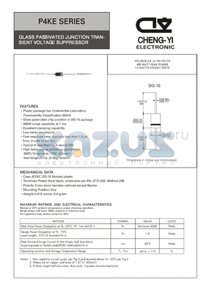 P4KE120CA datasheet - GLASS PASSIVATED JUNCTION TRANSIENT VOLTAGE SUPPRESSOR