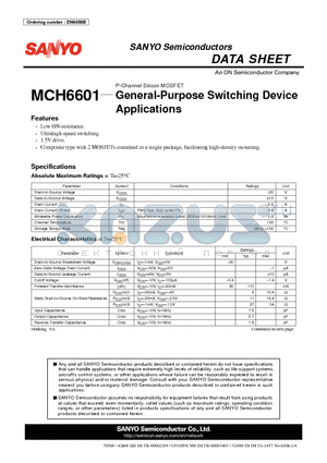 MCH6601_06 datasheet - General-Purpose Switching Device Applications