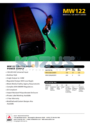 MW122RA24XXF01 datasheet - MEDICAL 120 WATT SERIES