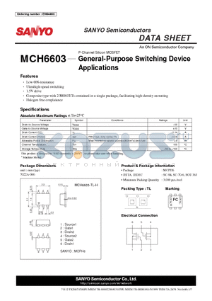 MCH6603-TL-H datasheet - General-Purpose Switching Device Applications