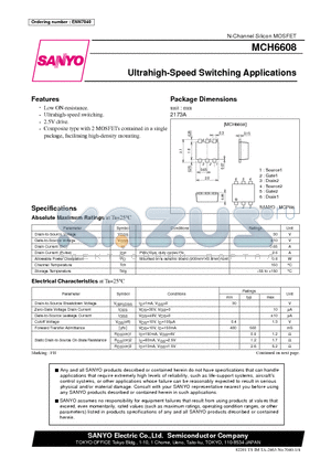 MCH6608 datasheet - Ultrahigh-Speed Switching Applications
