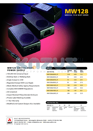 MW128 datasheet - MEDICAL 13-32 WATT SERIES