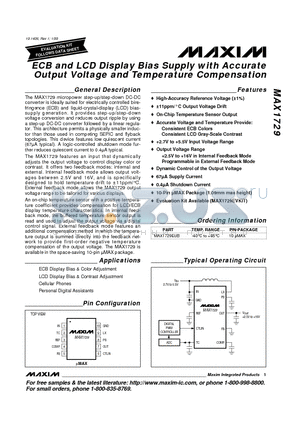 MAX1729 datasheet - ECB and LCD Display Bias Supply with Accurate Output Voltage and Temperature Compensation