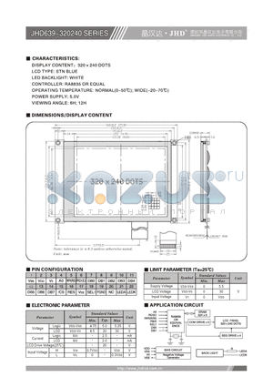 JHD639-320240 datasheet - 320X240 DOTS