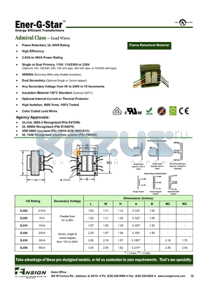 IL002-2-016X datasheet - Admiral Class - Lead Wires