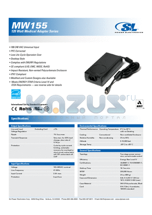 MW155RA2451F01 datasheet - 120 Watt Medical Adapter Series