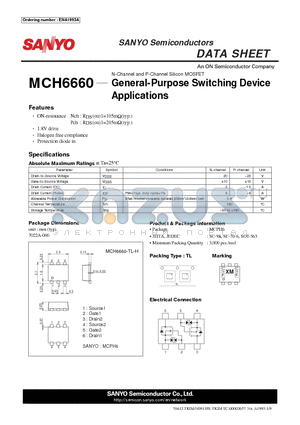 MCH6660-TL-H datasheet - General-Purpose Switching Device Applications
