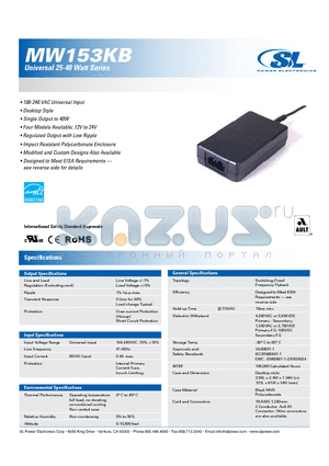 MW153KB24XX datasheet - Universal 25-40 Watt Series