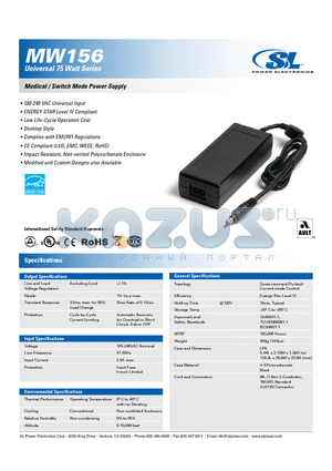 MW156RA1803N01 datasheet - Medical / Switch Mode Power Supply