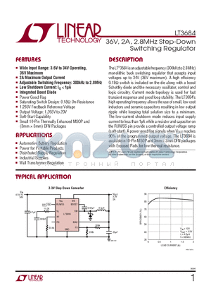 LT3684EDD datasheet - 36V, 2A, 2.8MHz Step-Down Switching Regulator