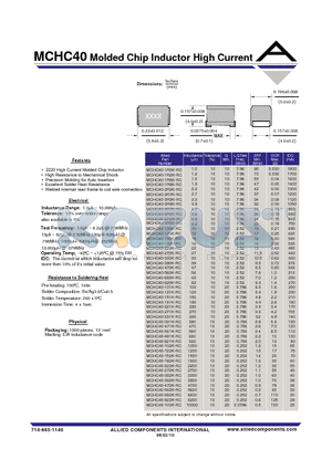 MCHC40-121K-RC datasheet - Molded Chip Inductor High Current