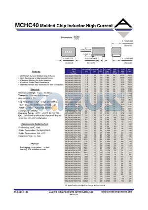 MCHC40-152K-RC datasheet - Molded Chip Inductor High Current