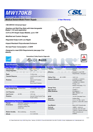 MW170KB1503F01 datasheet - Medical Switch-Mode Power Supply