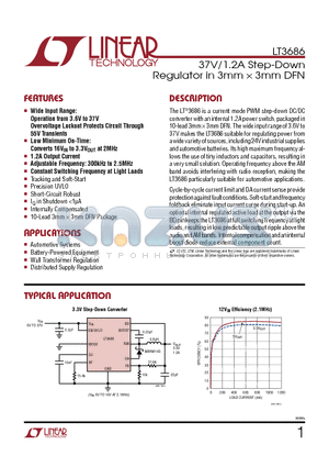 LT3686 datasheet - 37V/1.2A Step-Down Regulator in 3mm  3mm DFN