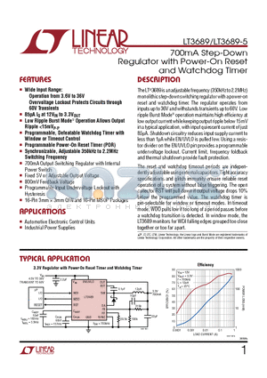 LT3689 datasheet - 700mA Step-Down Regulator with Power-On Reset and Watchdog Timer